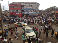 A truck loaded with cement blocks ran into traders at Ashaiman Market