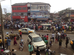 A truck loaded with cement blocks ran into traders at Ashaiman Market