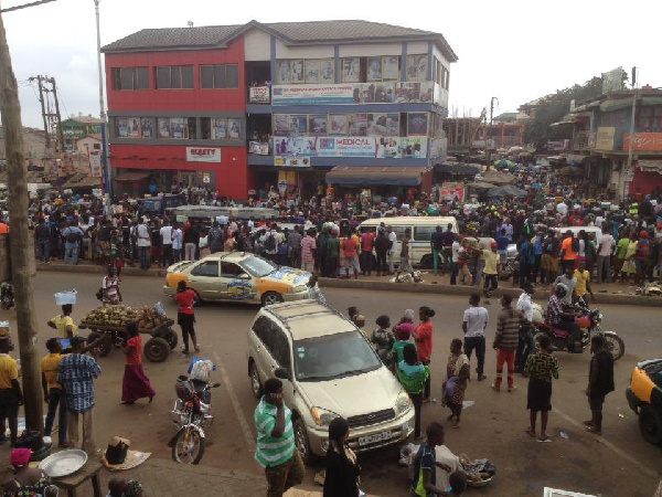 A truck loaded with cement blocks ran into traders at Ashaiman Market