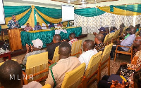 Minister for Lands and Natural Resources, Samuel A. Jinapor addressing the plantation developers