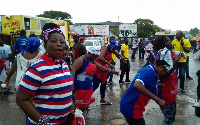 Supporters trooping to the Trade Fair Centre