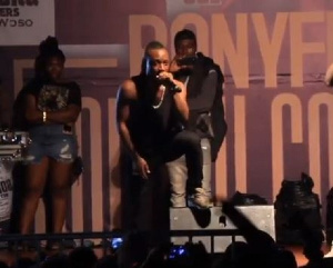 Epixode took off his shirt during his energetic performance at Ebony's 'Bonyfied' concert