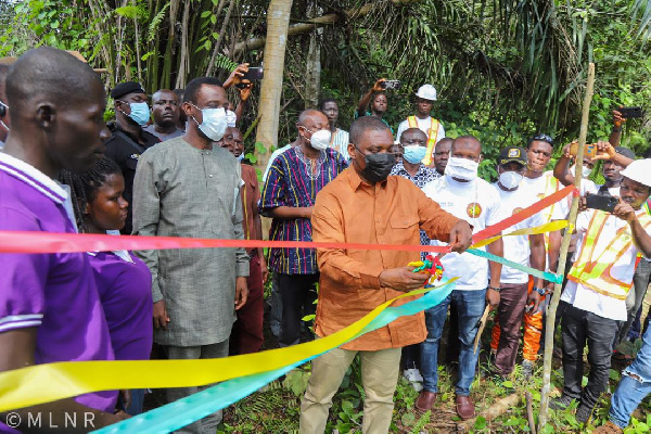 Deputy Lands and Natural Resources Minister commissioning one of the sites