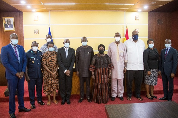 Chief of Staff Frema Osei-Opare with the members of the Technical Committee