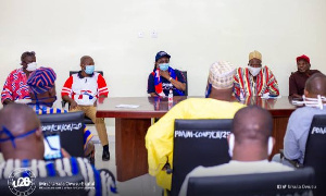 NPP MP for Ablekuma West Constituency, Mrs. Ursula Owusu-Ekuful interacting with party executives