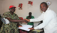 Emmanuel Andema filing his nomination to contest the Navrongo Central NDC Parliamentary primaries