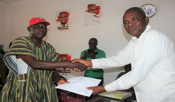 Emmanuel Andema filing his nomination to contest the Navrongo Central NDC Parliamentary primaries