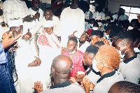 Hearts players and officials with the Chief Imam