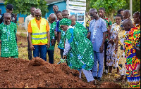 A photo of the sod cutting of 130-bed girls’ dormitory at Dormaa SHS