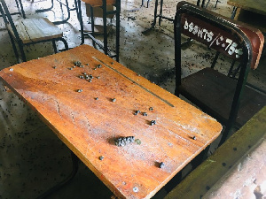 Most classrooms of the unwalled school had been filled with animal droppings