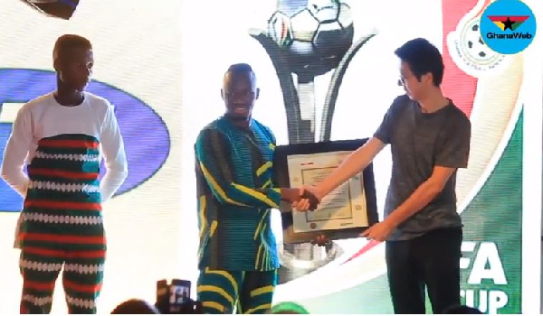 Kotoko striker Saddick Adams receiving his award for Top Scorer of the season