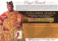 Nana Onini Afari II will be laid to rest within the first week of December this year