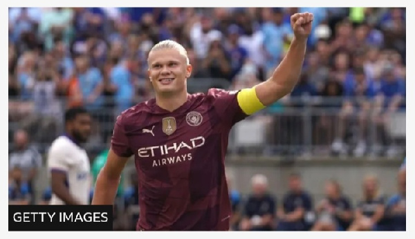 Erling Haaland's 56-minute hat-trick helped Premier League champions beat Chelsea in Ohio