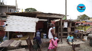 Mr Adams and his 3 children live in a makeshift structure in close proximity with a public toilet