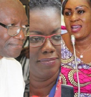 An image of Ken Ofori-Atta, Ursula Owusu and Hawa Koomson