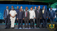 Nana Addo Dankwa Akufo-Addo with the officials after the launch of the Development Bank Ghana