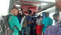 Angry customers at the ring-road office of AirtelTigo/ picture by Alex Semordzi