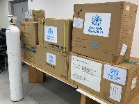 Some of the WHO supplies displayed during the donation.