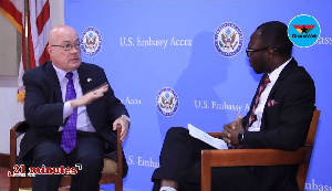 US Ambassador to Ghana, Robert P. Jackson [L] and Kwabena Kyenkyenhene Boateng [R]