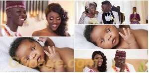 Stonebwoy with wife and baby