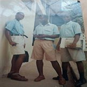 KABA (middle) posed with colleagues at Techiman Senior High School