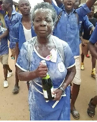 Madam Elizabeth Yamoah in celebration mood after the exams