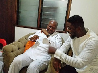 A Plus and former President John Mahama at John Dumelo's wedding