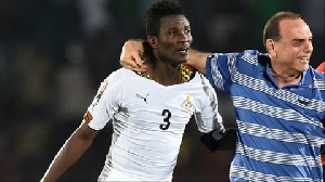 Black Stars captain Asamoah Gyan and Coach Avram Grant