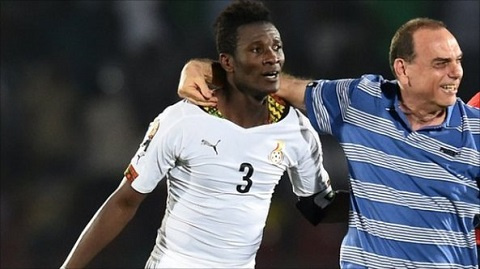 Black Stars captain Asamoah Gyan and Coach Avram Grant