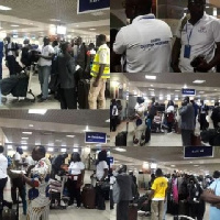 The Christian pilgrims at the Kotoka International Airport.