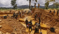 Miners at a galamsey site