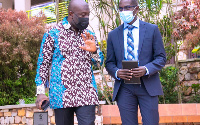 Kojo Oppong Nkrumah (L) with Founder of Ashesi University during the public lecture by Dr. Bawumia