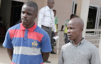 Mr Francis Buabeng (left), the trotro driver, and Mr Albert Ansah, the trotro mate