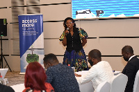 Pearl Nkrumah, Executive Director for Retail and Digital Banking addressing participants