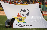 Ball boys display the GPL logo | File photo