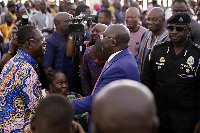 Dr. Mahamudu Bawumia exhanging pleasantries with Dr. Joseph Siaw Agyepong