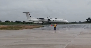 The local flight arriving at the airport