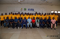 Prosper Harrison Addo (M) at the launch of the CAF Licence C coaching course in Prampram