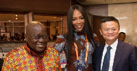 Naomi Campbell pictured with President Akufo-Addo and Jack Ma