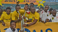 Asante Kotoko celebrating their 2017 MTN FA Cup feat