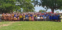 Paul Asare Ansah with the BECE candidates in Asuogyaman District