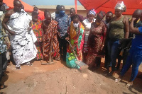 Naana Eyiah Quansah, Deputy Minister of Lands and Natural Resources cutting sod