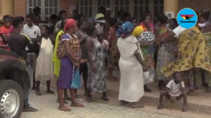 Some of the affected victims going for some of the provided relief items