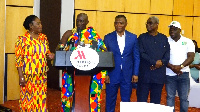 MP Mireku Duker (middle) made the announcement at Tarkwa SHS