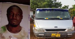 Driver Bonsu Osei with his car packed