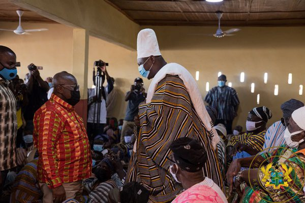 President Akufo-Addo confers with Ya-Naa during a visit to the Northern Region