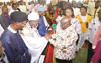 President Nana Addo Dankwa Akufo-Addo in a handshake with Sheikh Osman Nuhu Sharabutu