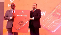 Airtel Africa Group CEO Segun Ogunsanya (L) with Airtel Kenya MD Ashish Malhotra during the launch