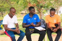 L-R Paul Tandoh(fitness coach), Samuel Boadu(head caoch), Eric Amonsah (GK trainer)