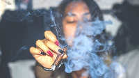 Woman smoking weed